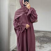 Solid Nida Ruffle Sleeve Zippper Abaya - Aurohaya